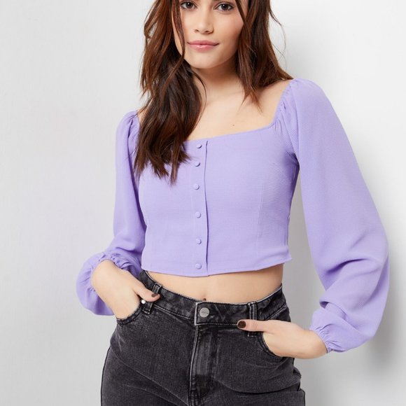 Button-Front Peasant Blouse - Picture 1 of 1